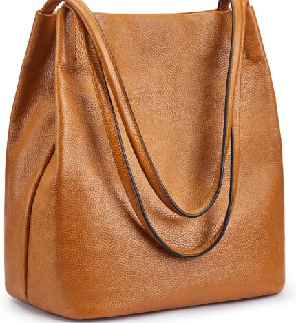 Women Soft Genuine Leather Totes Shoulder Bag Purses and Handbags with Top Magnetic Snap Closure